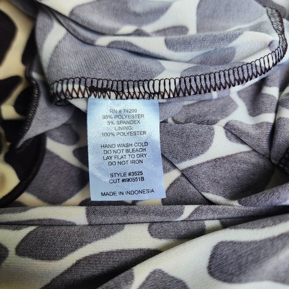 En Focus Giraffe Print Midi Dress Brown Cream Pullover Beaded Boho Chic Sz 6 - Picture 13 of 13